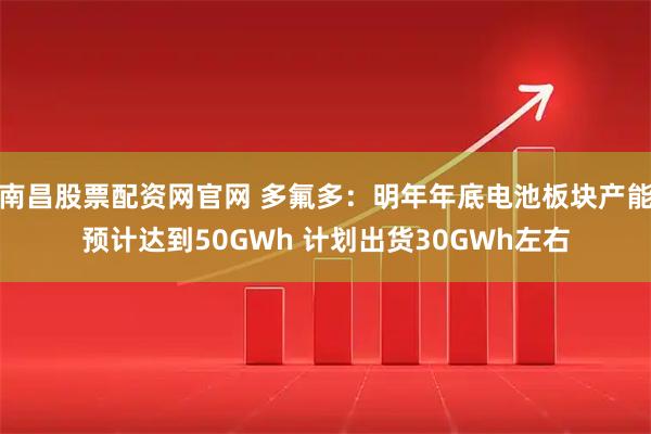 南昌股票配资网官网 多氟多：明年年底电池板块产能预计达到50GWh 计划出货30GWh左右